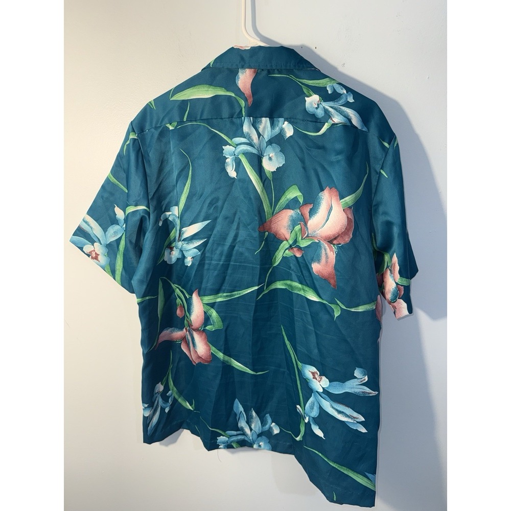 PACIFICA Men's Vintage Hawaiian Button Shirt Floral Teal Beach Summer Size XL - Picture 5 of 5